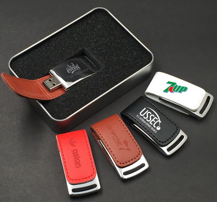 usb vỏ da in khắc logo quà tặng